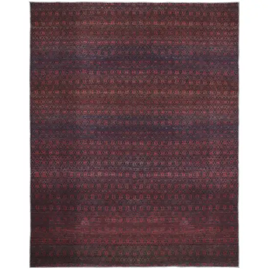 Red And Gray Striped Power Loom Area Rug Photo 1