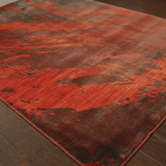 Red And Grey Abstract Power Loom Stain Resistant Area Rug Photo 3