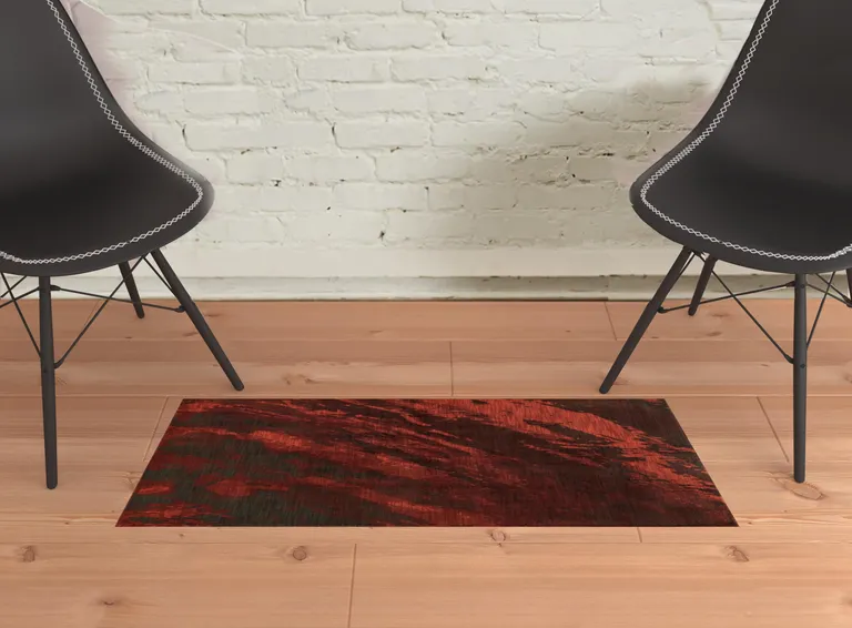 Red And Grey Abstract Power Loom Stain Resistant Area Rug Photo 2