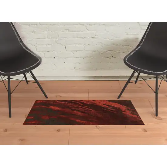 Red And Grey Abstract Power Loom Stain Resistant Area Rug Photo 2