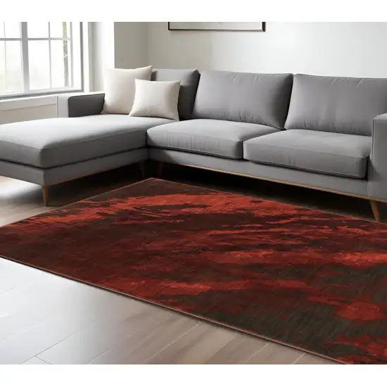 Red and Gray Abstract Power Loom Area Rug Photo 1