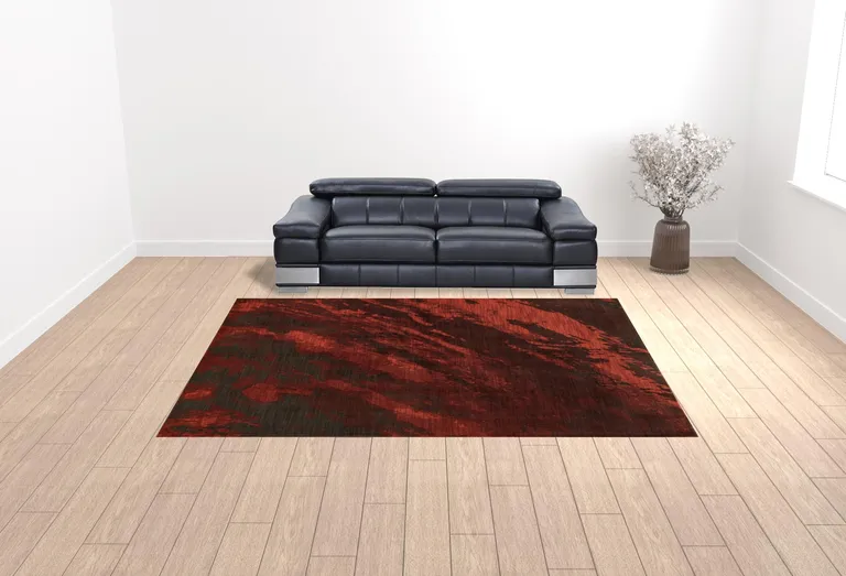 Red And Grey Abstract Power Loom Stain Resistant Area Rug Photo 2