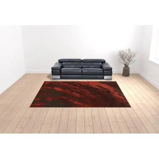 Red And Grey Abstract Power Loom Stain Resistant Area Rug Photo 2