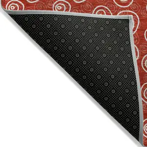 Photo of Red And Ivory Geometric Washable Indoor Outdoor Area Rug