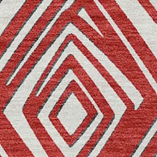 Red And Ivory Geometric Washable Indoor Outdoor Area Rug Photo 6