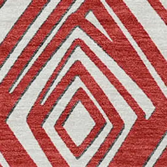 Red And Ivory Geometric Washable Indoor Outdoor Area Rug Photo 6