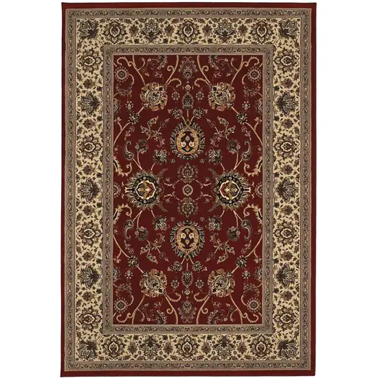 Red And Ivory Oriental Area Rug Photo 2