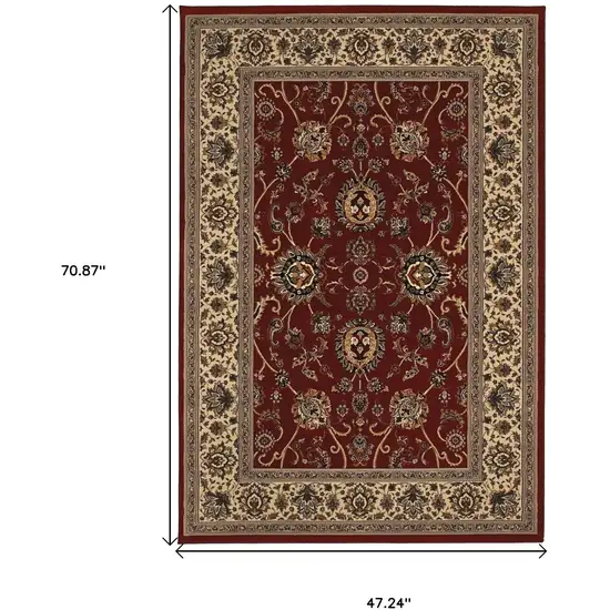 Red And Ivory Oriental Area Rug Photo 3