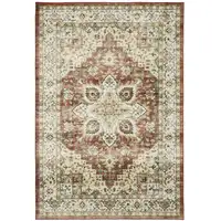 Photo of Red And Ivory Oriental Distressed Area Rug