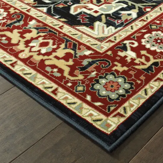 Red And Ivory Oriental Power Loom Stain Resistant Area Rug Photo 3