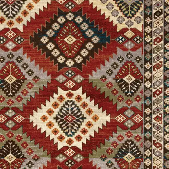 Red And Ivory Southwestern Power Loom Area Rug Photo 5