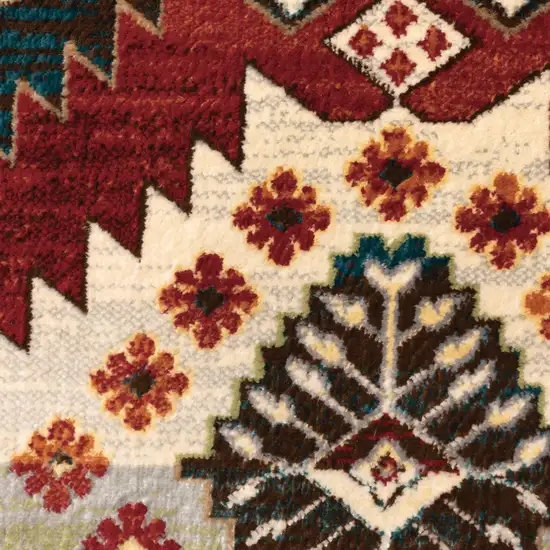 Red And Ivory Southwestern Power Loom Area Rug Photo 4