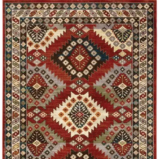 Red And Ivory Southwestern Power Loom Area Rug Photo 6