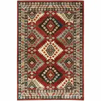 Photo of Red And Ivory Southwestern Power Loom Area Rug