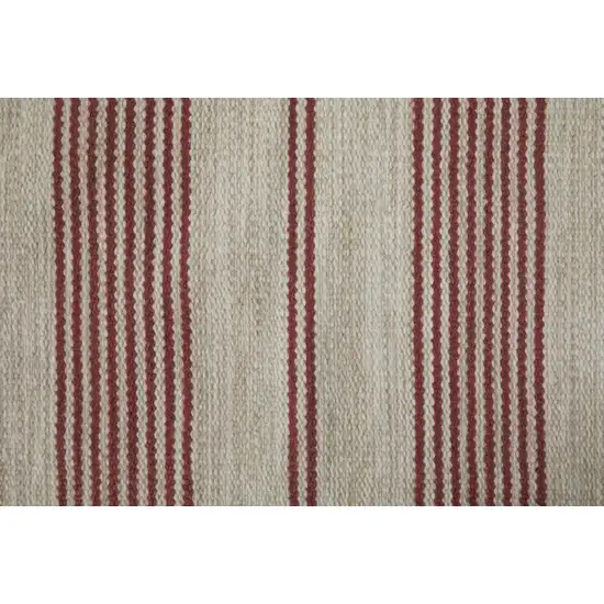 Red And Ivory Striped Dhurrie Hand Woven Stain Resistant Area Rug Photo 9