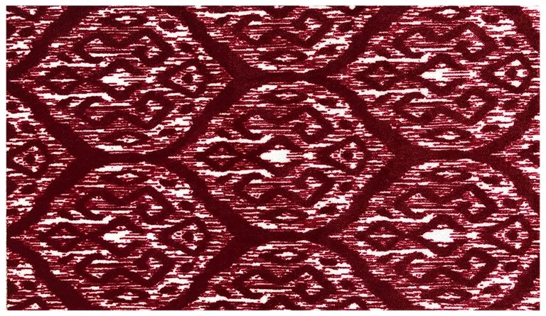 Red And White Ikat Tufted Washable Non Skid Area Rug Photo 1