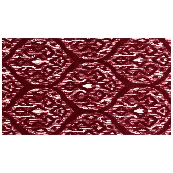 Red And White Ikat Tufted Washable Non Skid Area Rug Photo 1