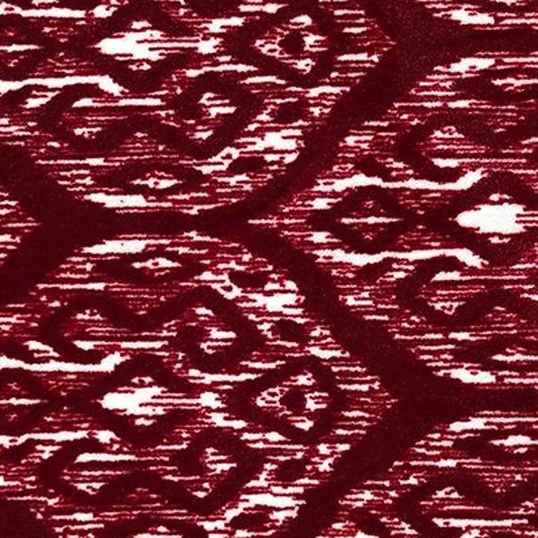 Red And White Ikat Tufted Washable Non Skid Area Rug Photo 3