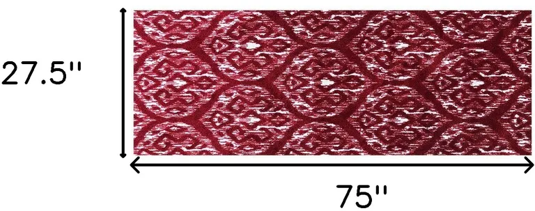 Red And White Ikat Tufted Washable Non Skid Area Rug Photo 5