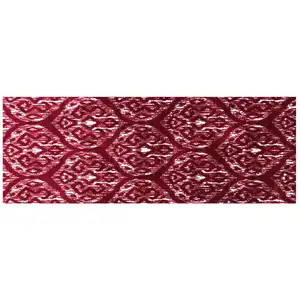 Photo of Red And White Ikat Tufted Washable Non Skid Area Rug