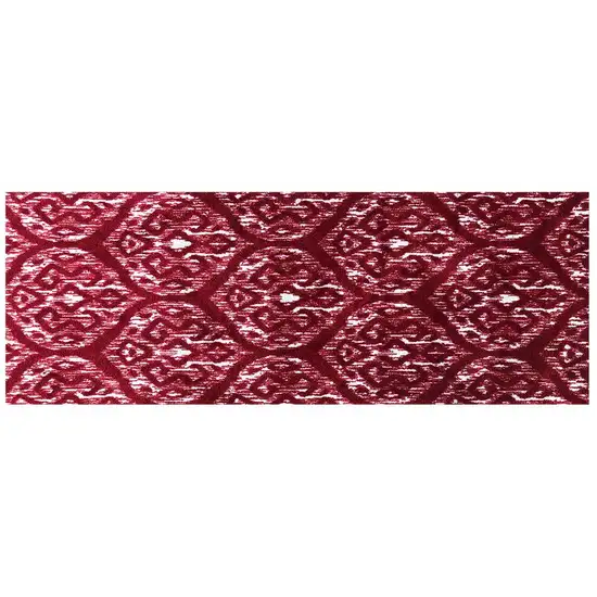 Red And White Ikat Tufted Washable Non Skid Area Rug Photo 1