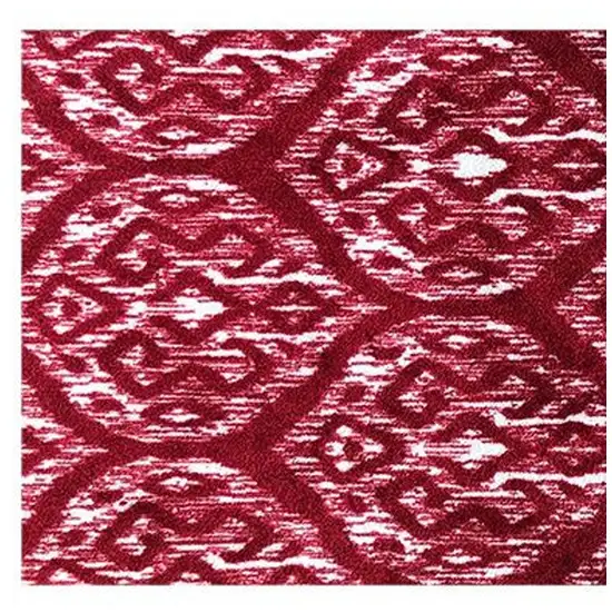 Red And White Ikat Tufted Washable Non Skid Area Rug Photo 4