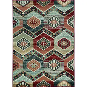 Photo of Red Aztec Diamond Area Rug