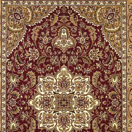 3'X5' Red Beige Machine Woven Floral Medallion Indoor Area Rug Photo 6