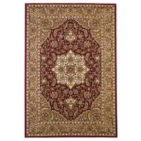 Photo of Red Beige Machine Woven Floral Medallion Indoor Area Rug
