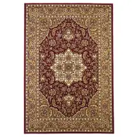 Photo of Red Beige Machine Woven Floral Medallion Indoor Area Rug