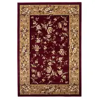Photo of Red Beige Machine Woven Floral Traditional Indoor Accent Rug