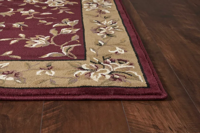 Red Beige Machine Woven Floral Traditional Indoor Accent Rug Photo 5