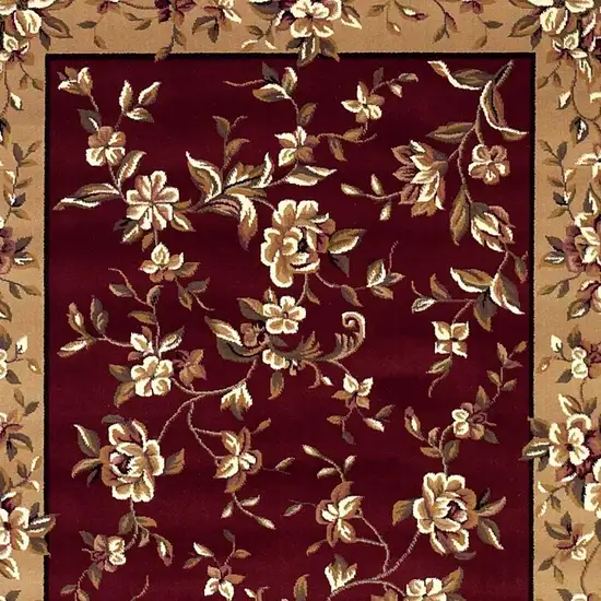 Red Beige Machine Woven Floral Traditional Indoor Accent Rug Photo 6