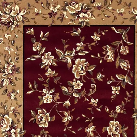 8'X11' Red Beige Machine Woven Floral Traditional Indoor Area Rug Photo 6