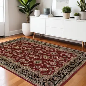 Photo of Red Black And Tan Oriental Area Rug