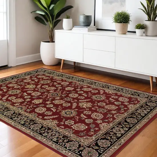 Red Black And Tan Oriental Area Rug Photo 1