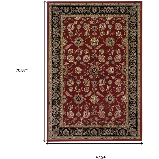 Red Black And Tan Oriental Area Rug Photo 3