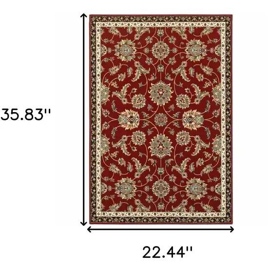 Red Black Blue Ivory Green And Salmon Oriental Power Loom Stain Resistant Area Rug Photo 5