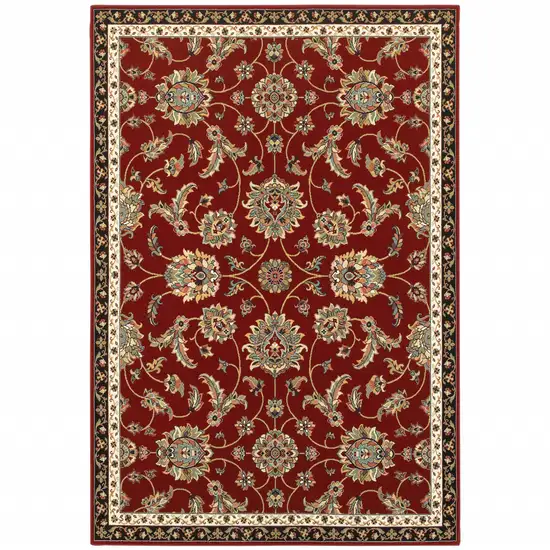 Red Black Blue Ivory Green And Salmon Oriental Power Loom Stain Resistant Area Rug Photo 1