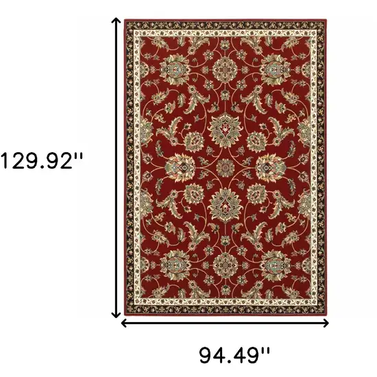 Red Black Blue Ivory Green And Salmon Oriental Power Loom Stain Resistant Area Rug Photo 5