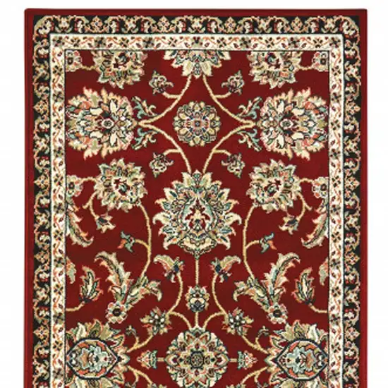 Red Black Blue Ivory Green And Salmon Oriental Power Loom Stain Resistant Runner Rug Photo 4