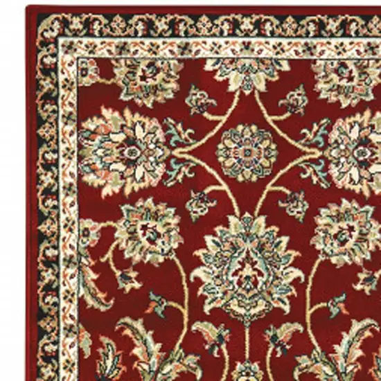 Red Black Blue Ivory Green And Salmon Oriental Power Loom Stain Resistant Runner Rug Photo 3