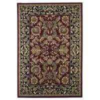 Photo of Red Black Machine Woven Floral Traditional Indoor Accent Rug
