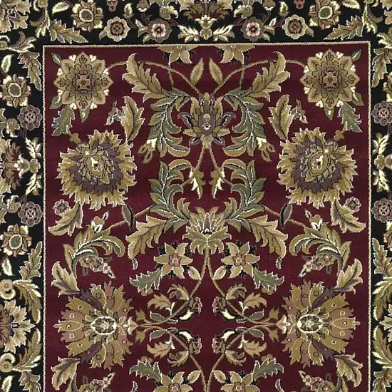 Red Black Machine Woven Floral Traditional Indoor Accent Rug Photo 5