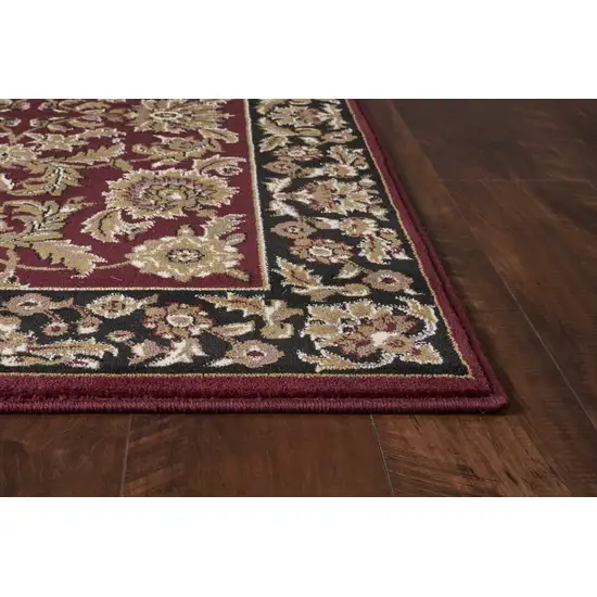 Red Black Machine Woven Floral Traditional Indoor Accent Rug Photo 5