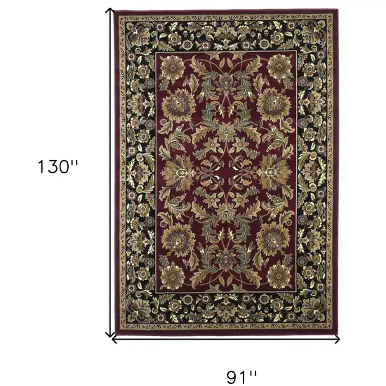 Red Black Machine Woven Floral Traditional Indoor Area Rug Photo 3