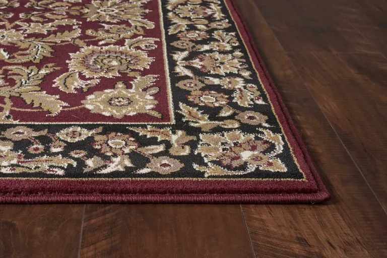 Red Black Machine Woven Floral Traditional Indoor Area Rug Photo 5