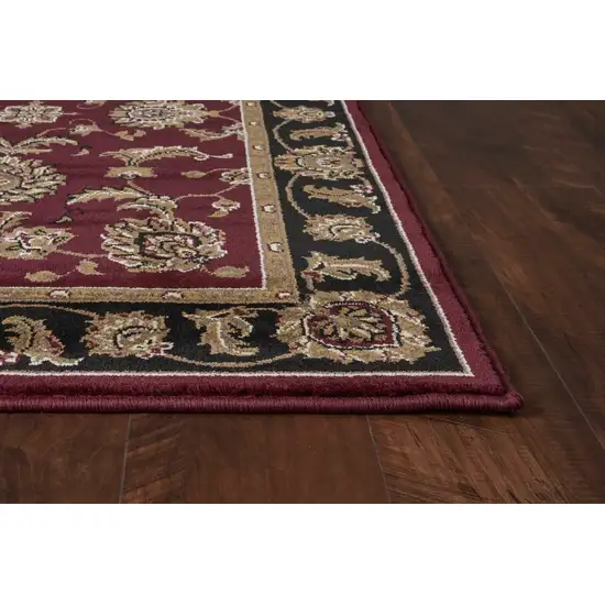 Red Black Machine Woven Floral Traditional Indoor Area Rug Photo 5