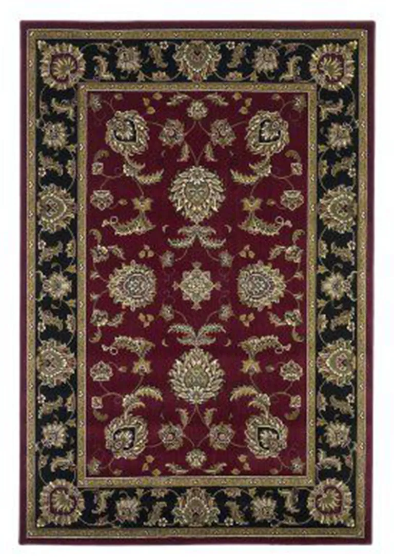 Red Black Machine Woven Traditional Octagon Indoor Area Rug Photo 2