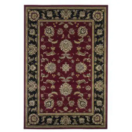 Red Black Machine Woven Traditional Octagon Indoor Area Rug Photo 2